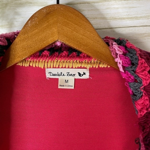 Double Zero Lightweight Pink Rainbow Crochet Cardigan - Picture 3 of 4